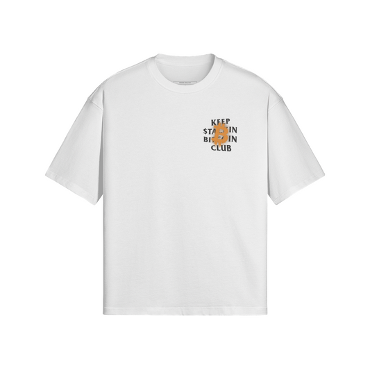 K$₿C Oversized Tee — Bitcoin streetwear brand parody of fast-food logo, layered crypto reference