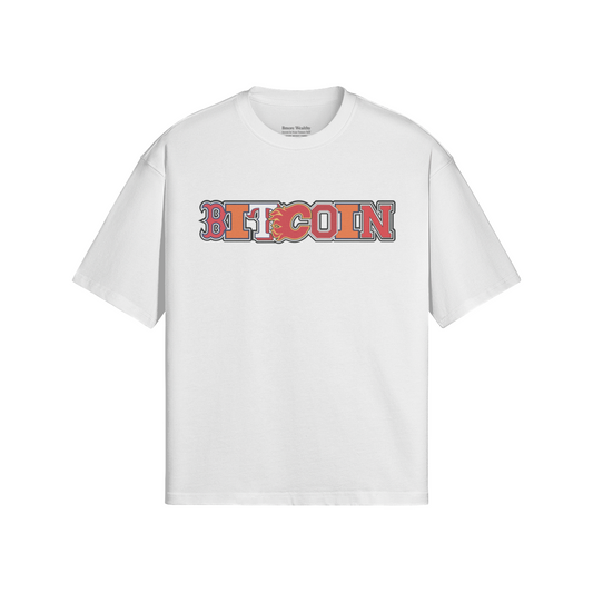 Bitcoin Parody Tee Oversized Tee — layered Bitcoin parody t-shirt, investing streetwear by BMORE Wealthy